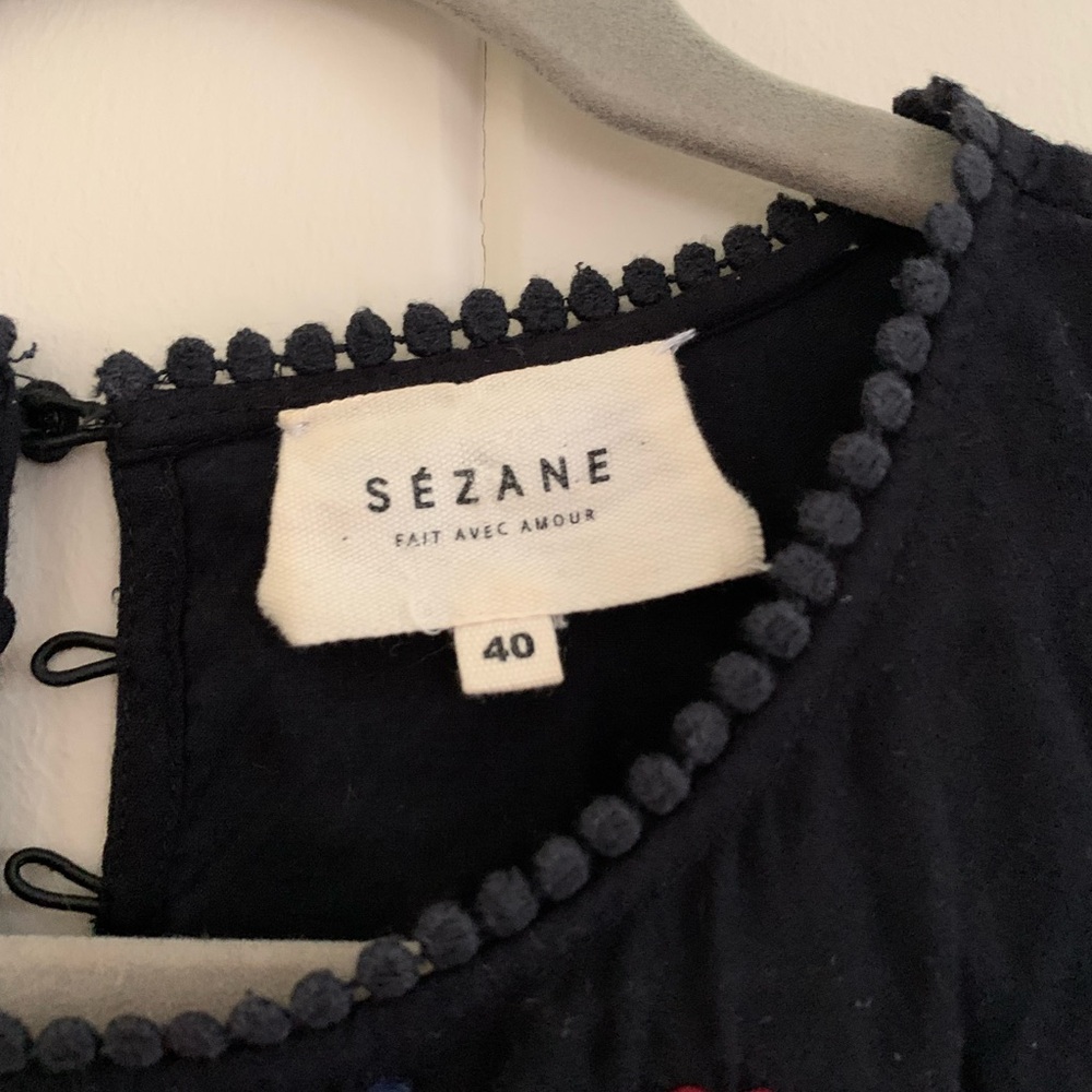 Sezane Black Dress with Colorful Embroidery - Picture 2 of 4